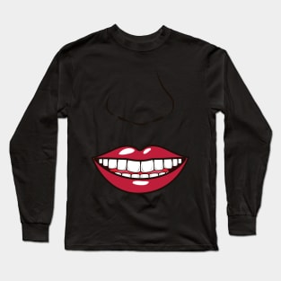 Nose and Lips - White Long Sleeve T-Shirt